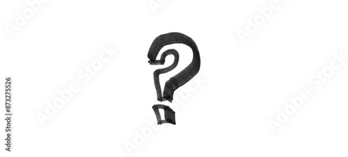 black marker text label “question mark” on white background photo