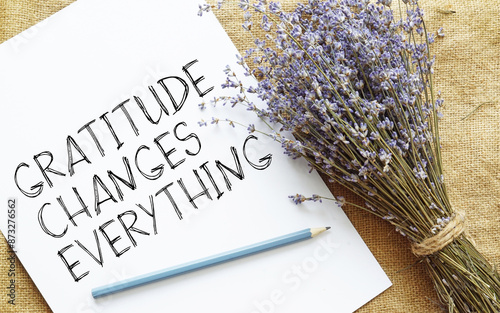 Vászonkép Gratitude changes everything is shown using the text