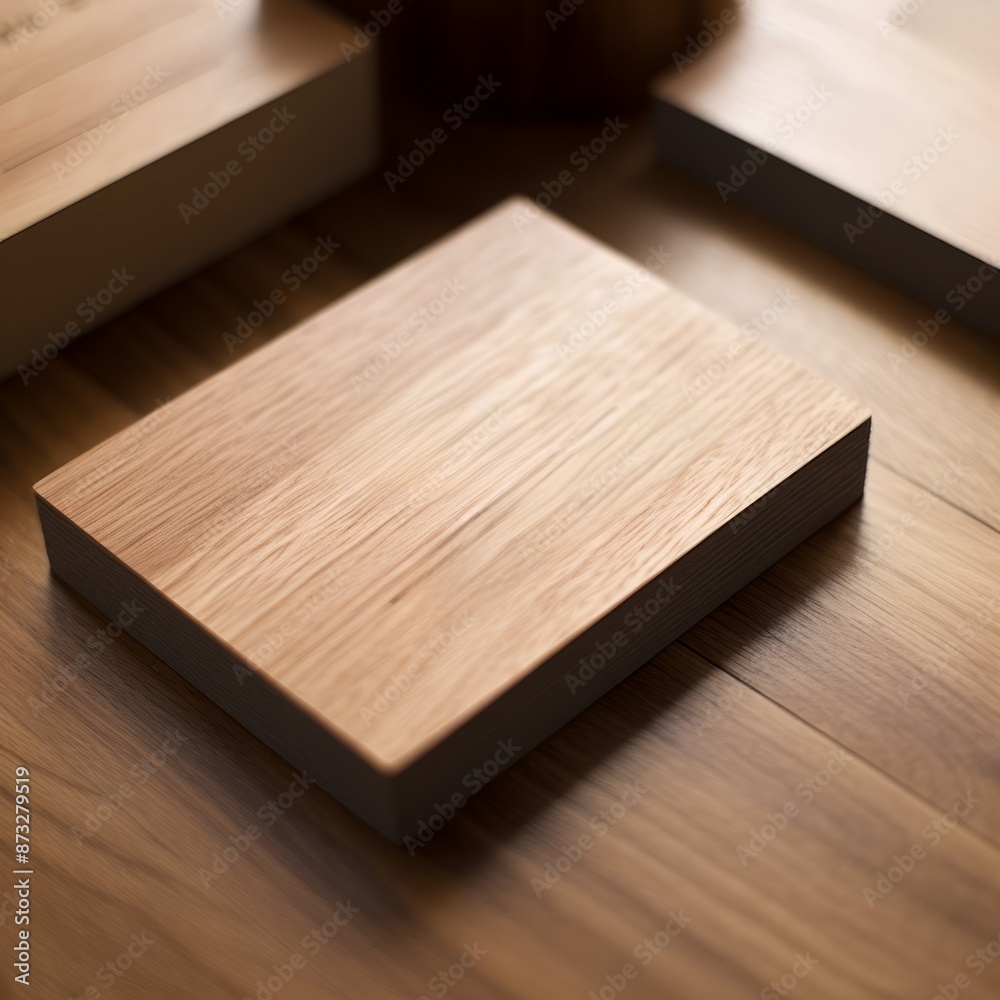 A piece of wood is placed on the surface of a wooden table. The wood exhibits characteristics of hardwood such as wood stain, varnish, and a natural material property A piece of wood is placed on the surface of a wooden table. The wood exhibits characteristics of hardwood such as wood stain, varnish, and a natural material property