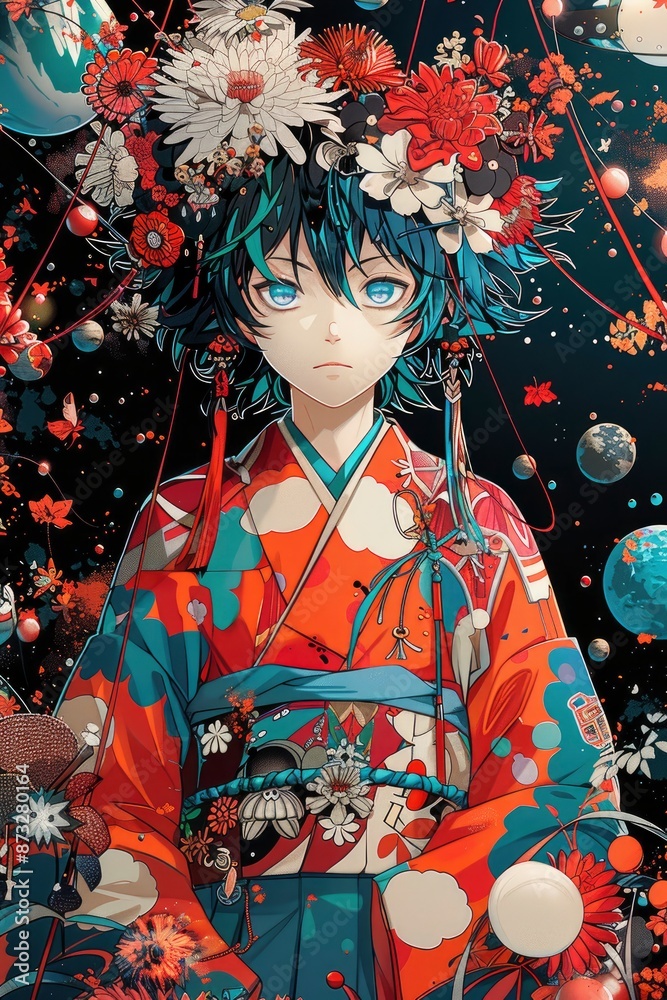 A colorful anime-style illustration of a galactic emperor with a regal robe, wearing a crown. A colorful anime-style illustration of a galactic emperor with a regal robe, wearing a crown.