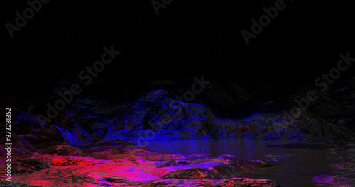 landscape abstract red and blue light