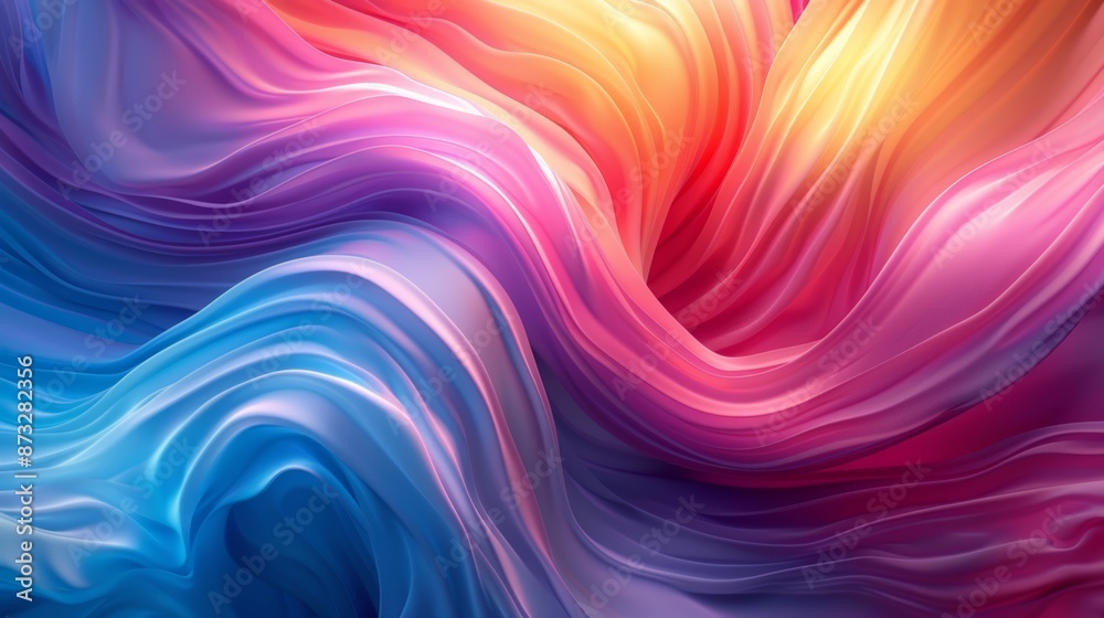 Abstract colorful waves creating a vibrant, fluid pattern with shades of pink, blue, and orange. Perfect for artistic and design projects.