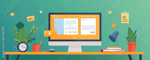 Banners, customizable elements Flat design front view creative theme Vivid animation