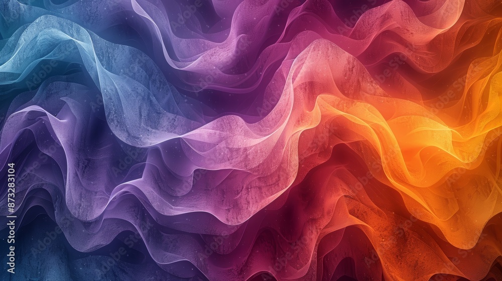 Fototapeta premium Vibrant abstract background featuring flowing waves of blue, purple, pink, and orange colors creating a dynamic and colorful visual effect.