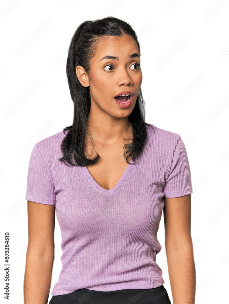 Young Filipina woman being shocked because of something she has seen. Young Filipina woman being shocked because of something she has seen.