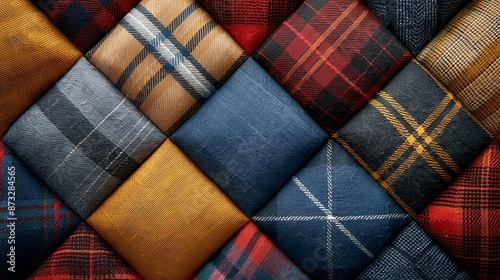Explore a modern twist on classic plaid patterns, ideal for fashion backgrounds. , Minimalism,