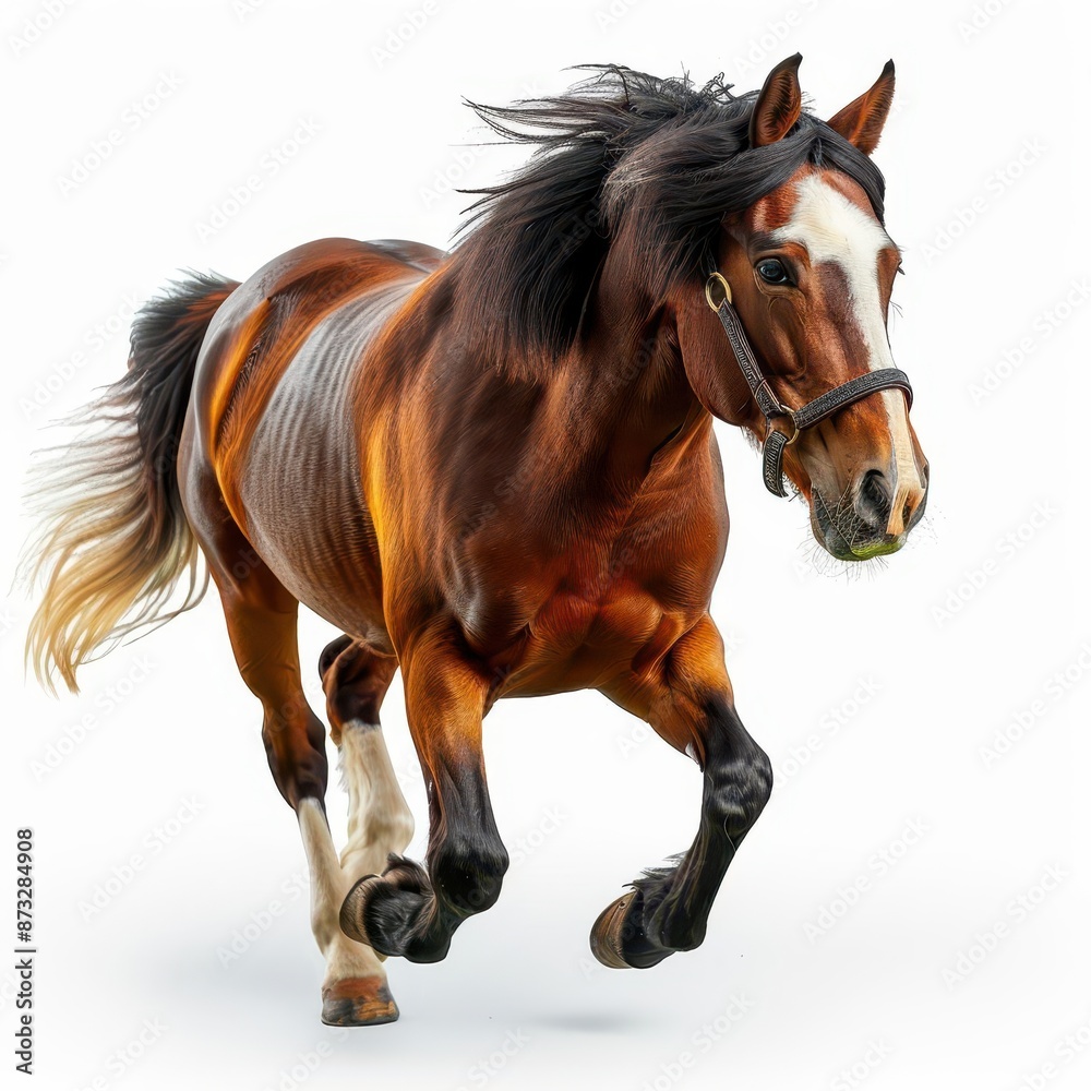 Obraz premium horse running on a white background