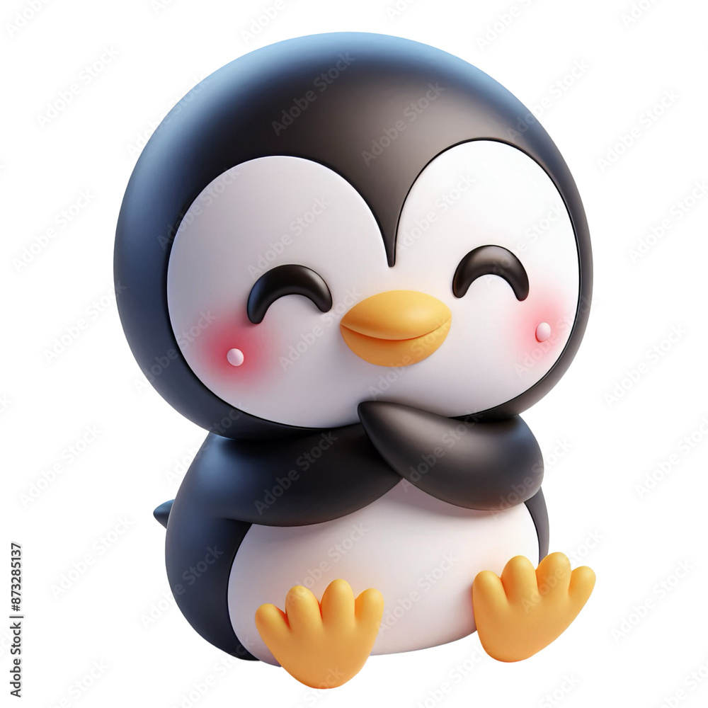 Fototapeta premium 3d penguin making cute shy smile