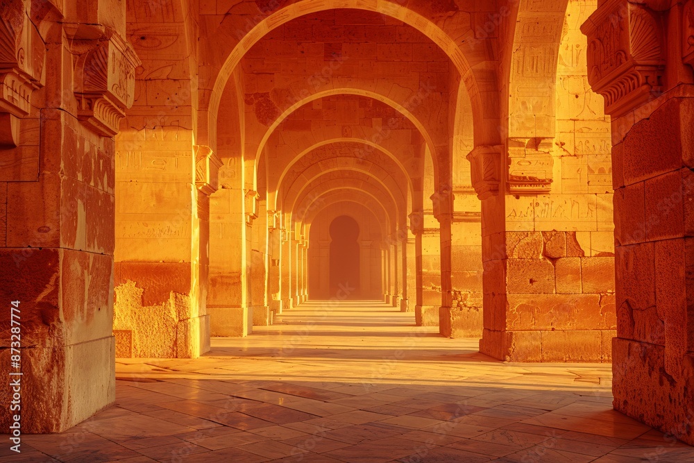 Fototapeta premium Dawn in an ancient temple.