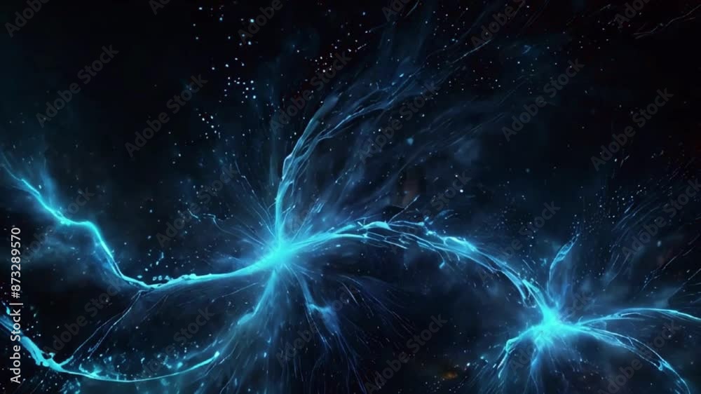 Visualize a cosmic nebula composed of swirling digital particles in ...
