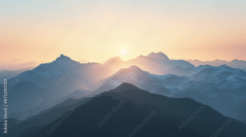Early morning sun emerging from mountain range