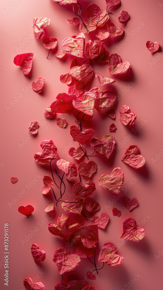 Valentine's Day Concept with Flying Red Hearts Valentine's Day Concept with Flying Red Hearts