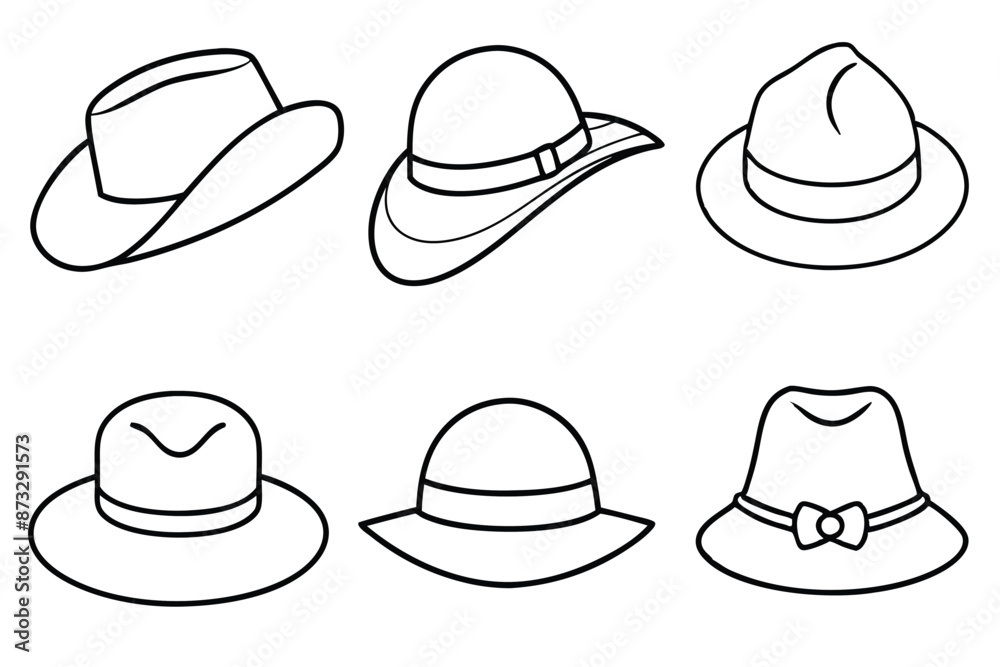Hat Line Art Graceful Fashion Design Hat Line Art Graceful Fashion Design