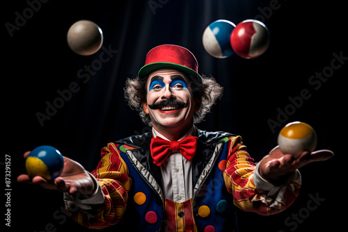 Jugglers in the circus and audience blurred