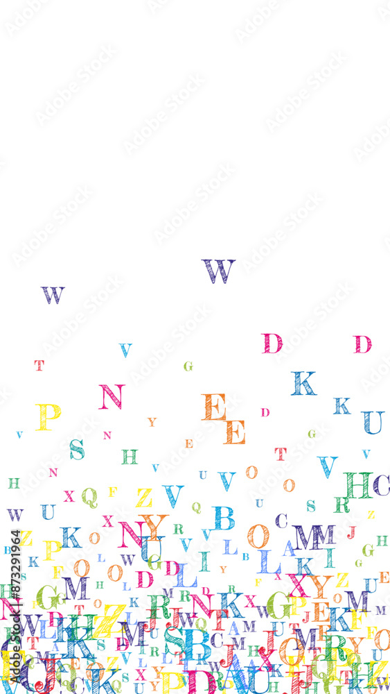Falling letters of English language. Colorful Falling letters of English language. Colorful