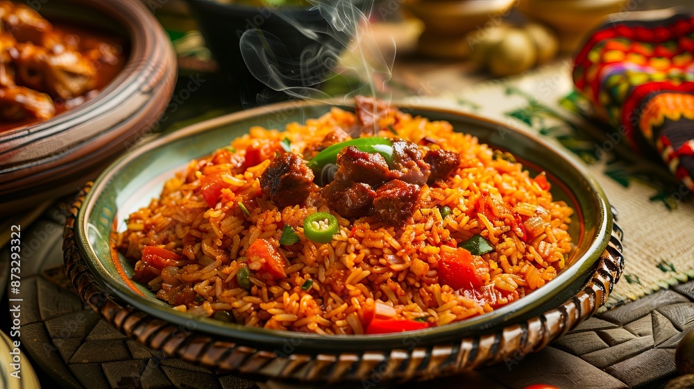 A bowl of rice with meat and vegetables. A bowl of rice with meat and vegetables.