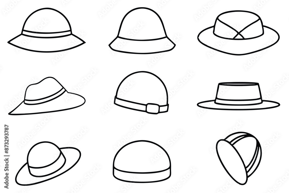 Hat Line Art Stylish Headwear Sketch Hat Line Art Stylish Headwear Sketch