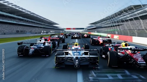 Start formula one race cars like videogame