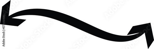 Dual sided arrow Vector. Semicircular curved wide short double ended arrow. Dual semi circle arrow. Vector illustration. eps 888