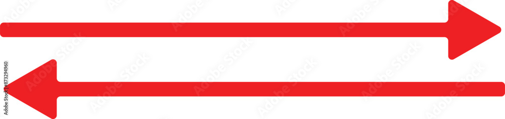 Obraz premium Long arrow vector icon. Red horizontal double arrow. Vector design . Vector Illustration.