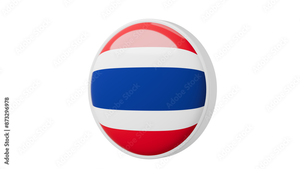 Naklejka premium Thailand, thai Circle flag icon . Transparent backgound. 3d rendered with alpha channel. Round shape.
