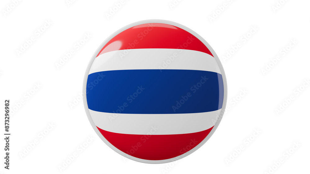 Thailand, thai Circle flag icon . Transparent backgound. 3d rendered with alpha channel. Round shape.