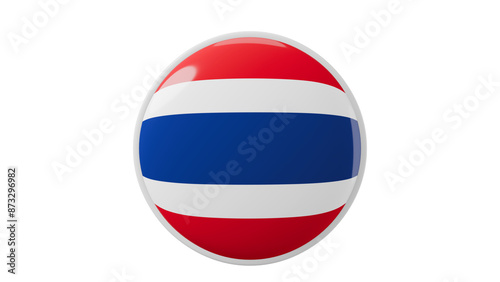 Thailand, thai Circle flag icon . Transparent backgound. 3d rendered with alpha channel. Round shape.