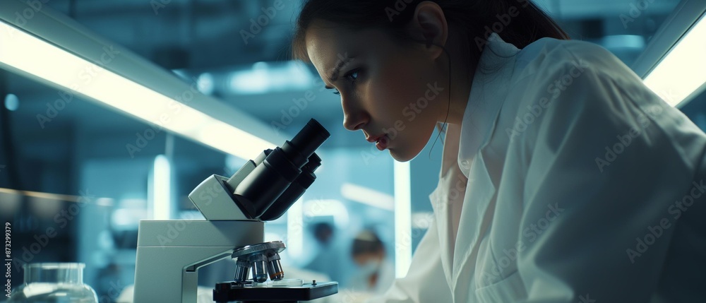 AI generator image of culture for testing medicines,Looking through a microscope in a science lab AI generator image of culture for testing medicines,Looking through a microscope in a science lab