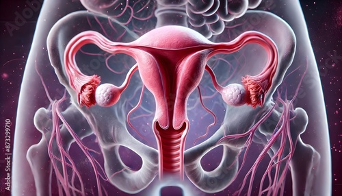 Detailed Illustration of Female Reproductive System photo