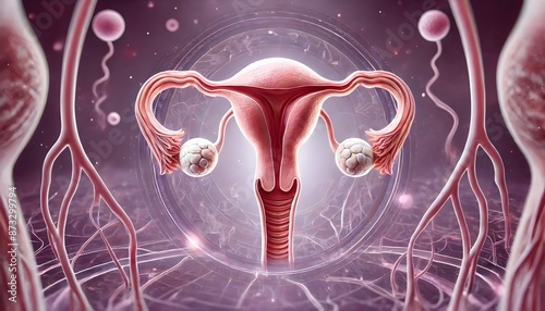 Detailed Illustration of Female Reproductive System photo