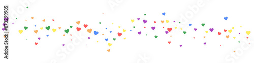Rainbow colored scattered hearts. LGBT valentine
