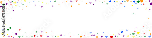 Rainbow colored scattered hearts. LGBT valentine