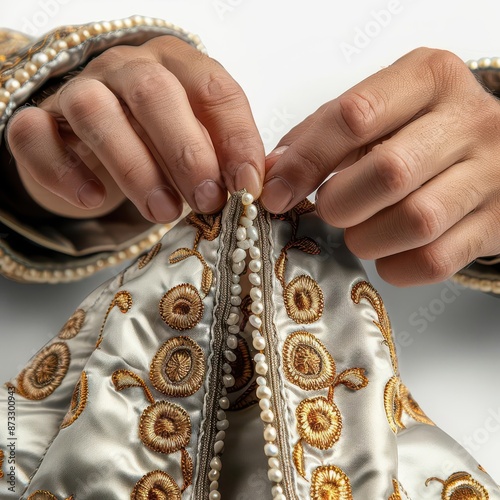 person holding a purse with a zipper in it