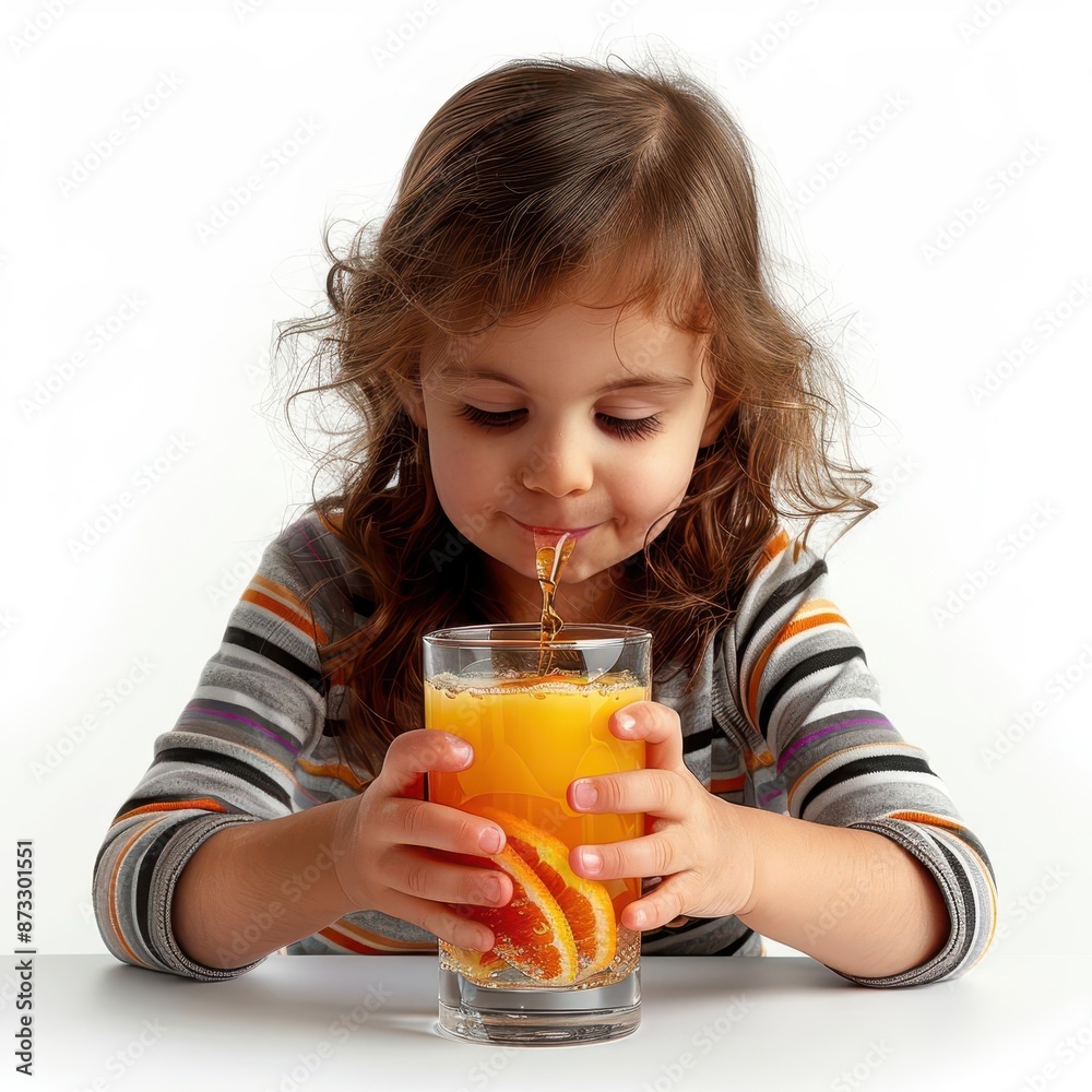 young girl drinking a glass of orange juice young girl drinking a glass of orange juice