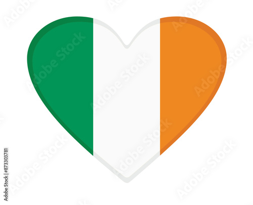 Ireland flag heart shaped. vector