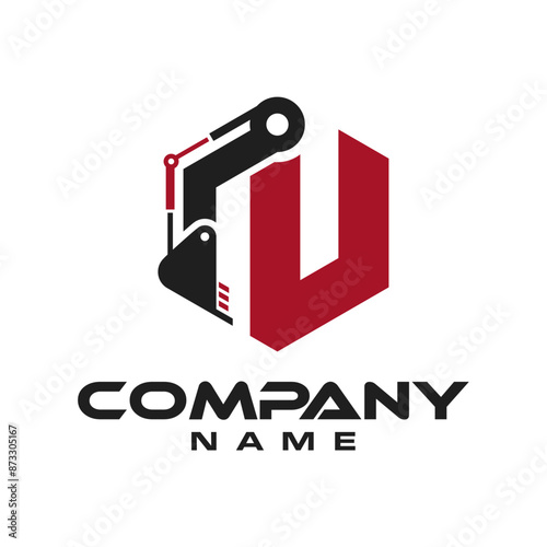 excavator alphabet letter logo vector