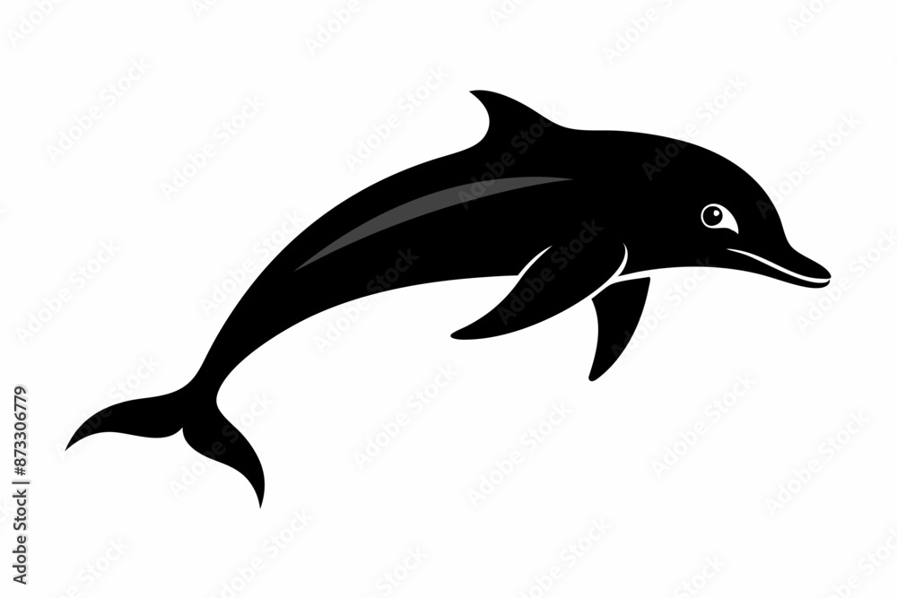 Fototapeta premium Dolphin vector illustration, dolphin jumping isolated on white, Dolphin silhouette, Dolphin vector art