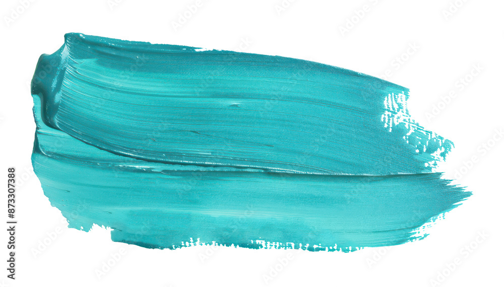 Close-up of a Textured Turquoise Paint Stroke with Rich Details on a Transparent Background. Close-up of a Textured Turquoise Paint Stroke with Rich Details on a Transparent Background.