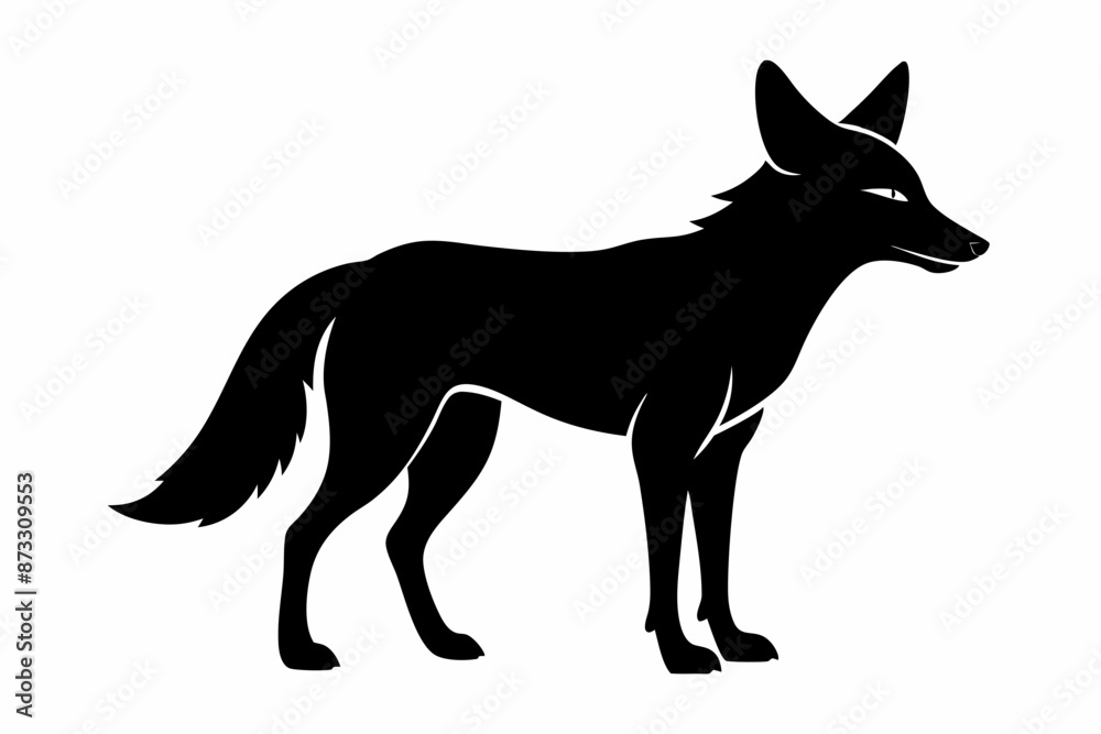 Jackal vector illustration, Jackal jumping isolated on white, Jackal silhouette, Jackal vector art