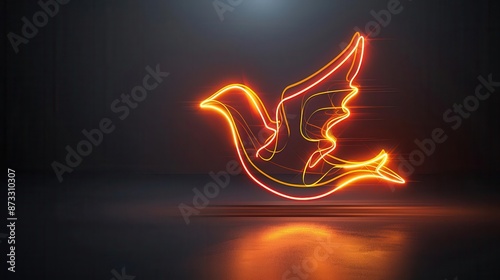 Abstract peace dove with glowing outline, International Peace Day, modern peace photo