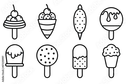 Ice Cream Line Art Symbolic Dessert Concept