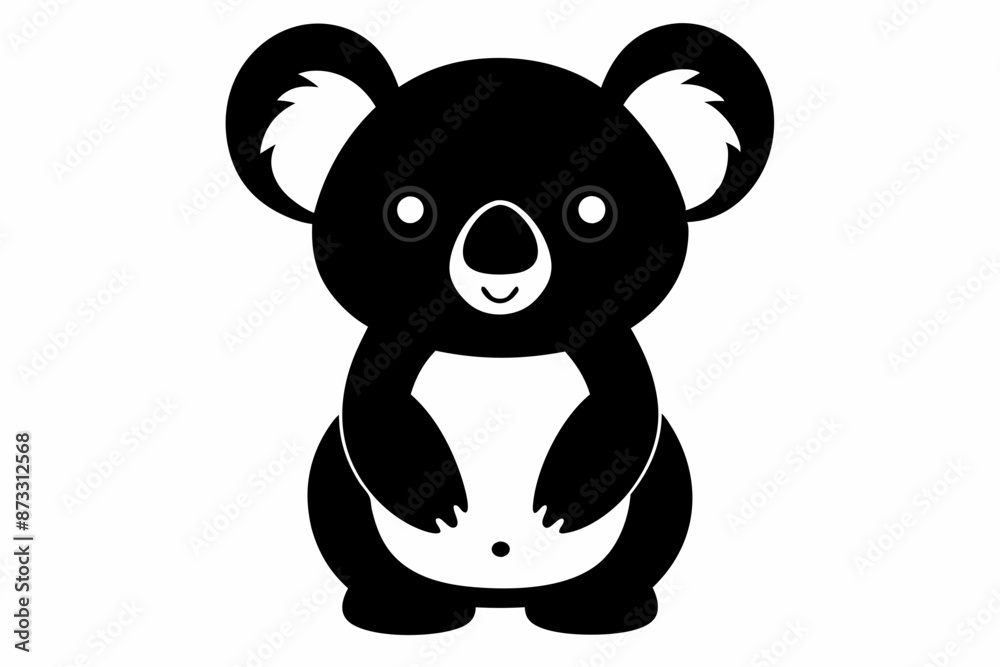 Fototapeta premium Koala Bear vector illustration, Koala Bear jumping isolated on white, Koala Bear silhouette, Koala Bear vector art