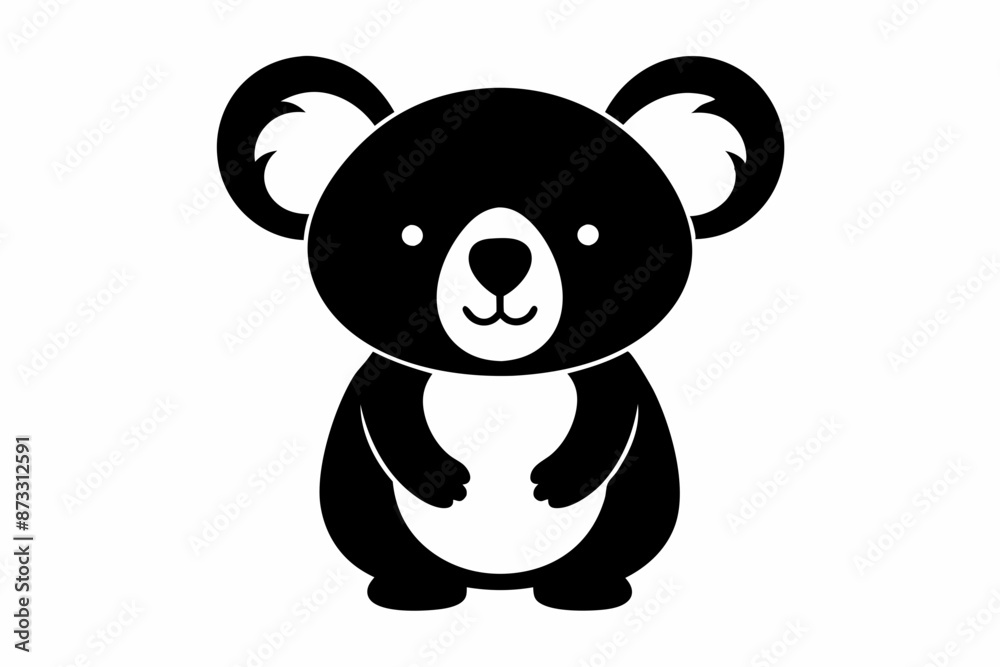 Fototapeta premium Koala Bear vector illustration, Koala Bear jumping isolated on white, Koala Bear silhouette, Koala Bear vector art