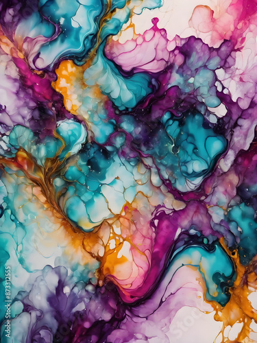 Abstract alcohol ink background, luxury and creative paint with beautiful and dreamy color, unique colored marble art with oil painting