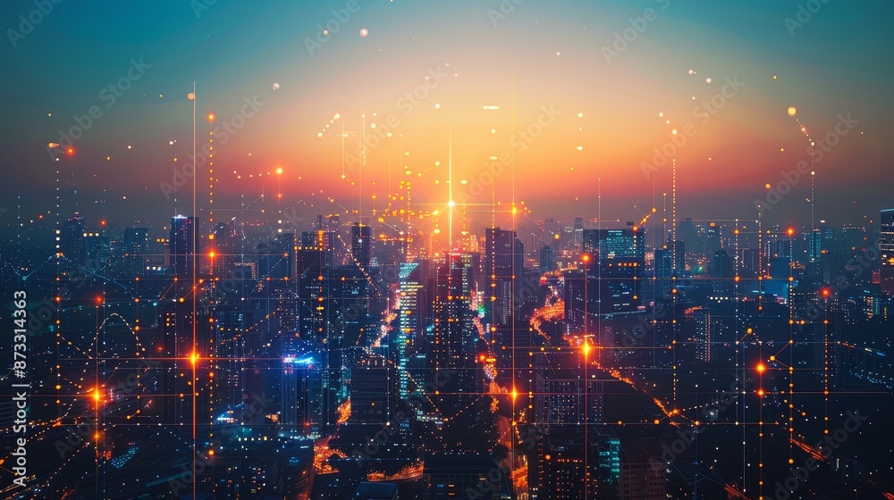 Futuristic cityscape with inclusive digital services, digital equity, smart cities for all Futuristic cityscape with inclusive digital services, digital equity, smart cities for all