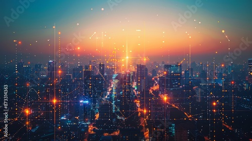 Wallpaper Mural Futuristic cityscape with inclusive digital services, digital equity, smart cities for all Torontodigital.ca