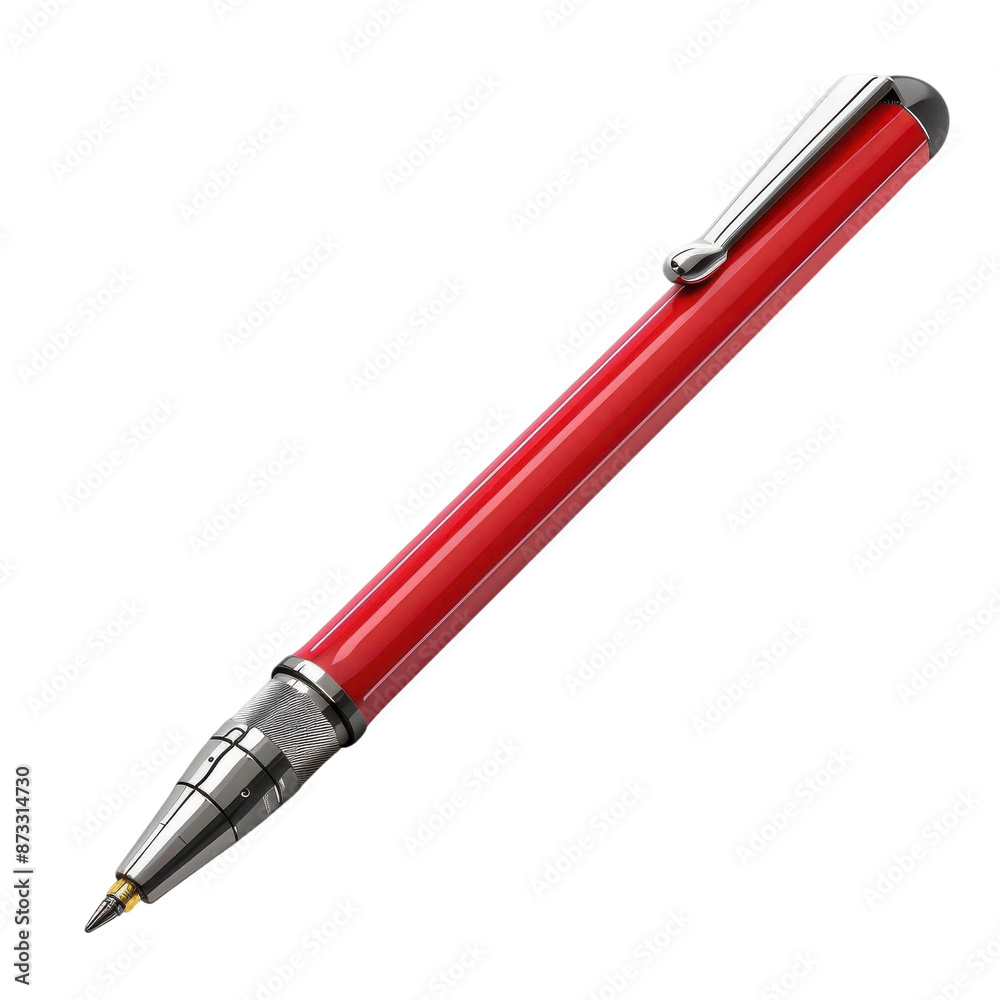 Stylish red ballpoint pen with a metallic tip, ideal for everyday use Stylish red ballpoint pen with a metallic tip, ideal for everyday use