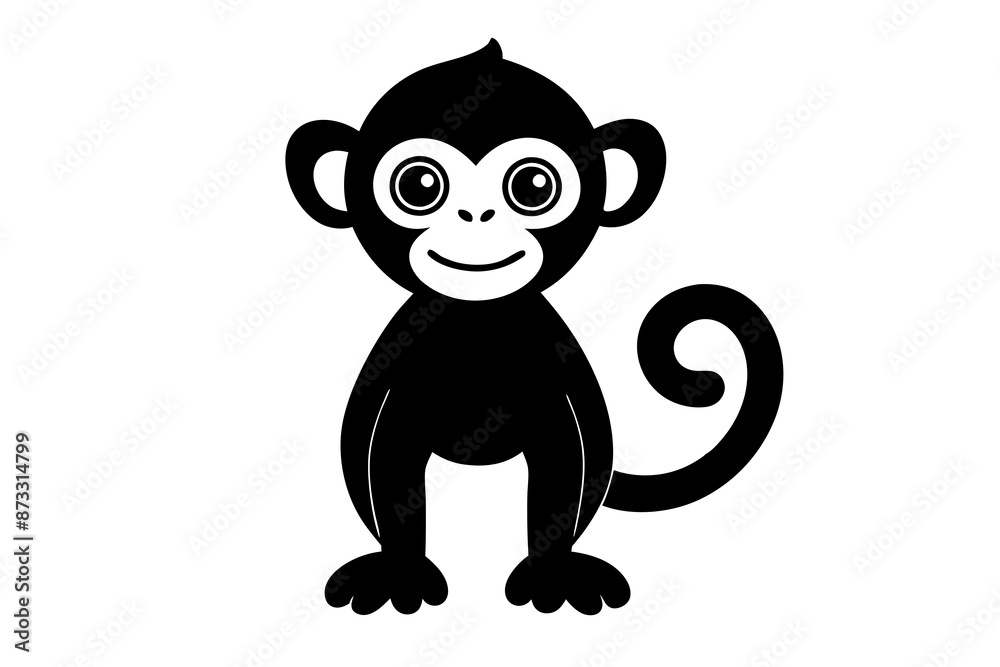 Obraz premium Monkey vector illustration, Monkey jumping isolated on white, Monkey silhouette, Monkey vector art