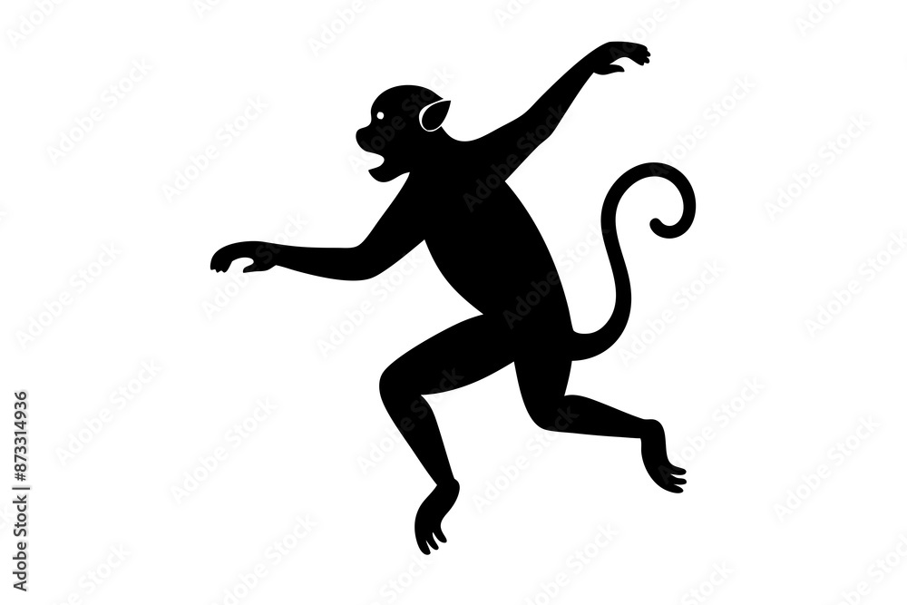 Monkey vector illustration, Monkey jumping isolated on white, Monkey silhouette, Monkey vector art Monkey vector illustration, Monkey jumping isolated on white, Monkey silhouette, Monkey vector art