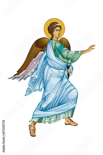 Archangel Gabriel illustration in Byzantine style isolated
